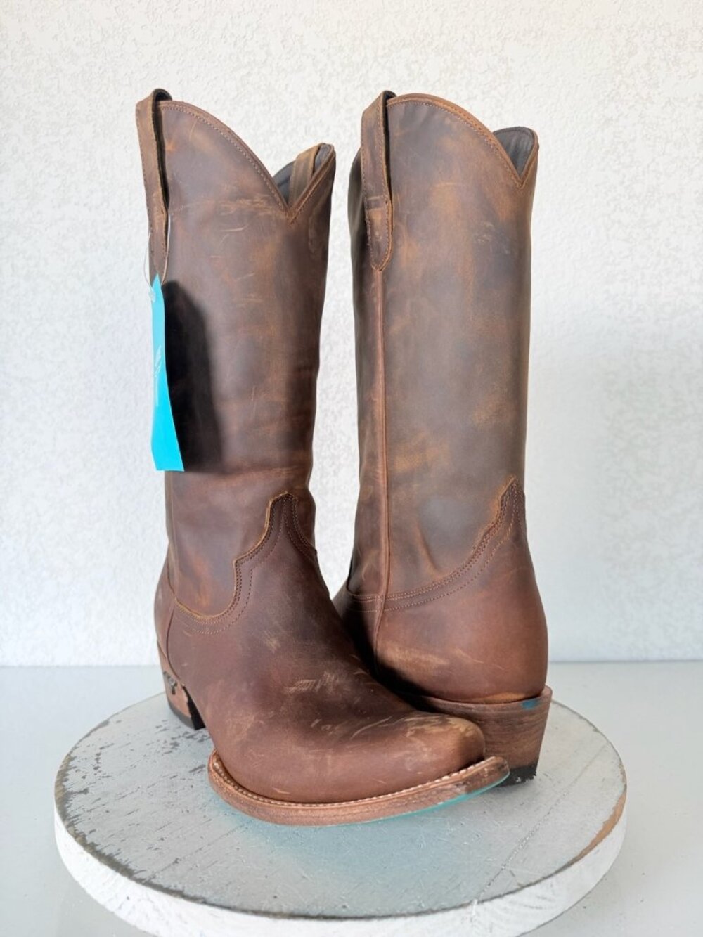 Lane EMMA JANE Brown Cowboy Boots Womens 9.5 Western Cowgirl Mid Calf Snip Toe